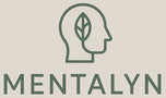 Logo Mentalyn : une silhouette de tête et une feuille, en vert sauge